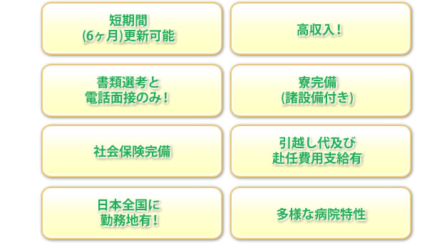 都市圏応援ナースの特徴